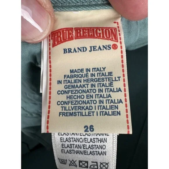 True Religion Womens Green Denim Shorts Sz 26 Cotton/Elastane NWT Made in Italy - Picture 5 of 16